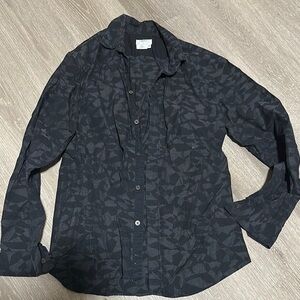 Black Patterned Button-Up Shirt